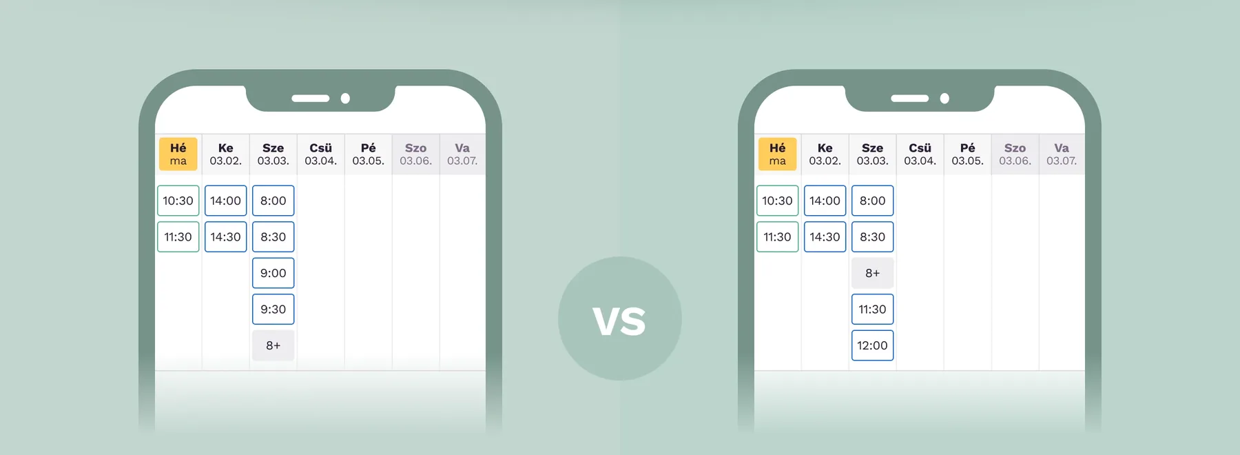 Hiding the last time slots versus hiding mid-day time slots